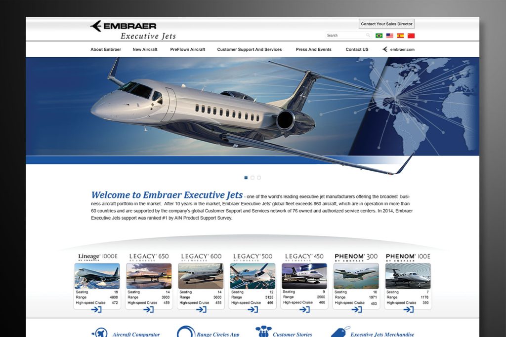 Web Design - Embraer Executive Jets
