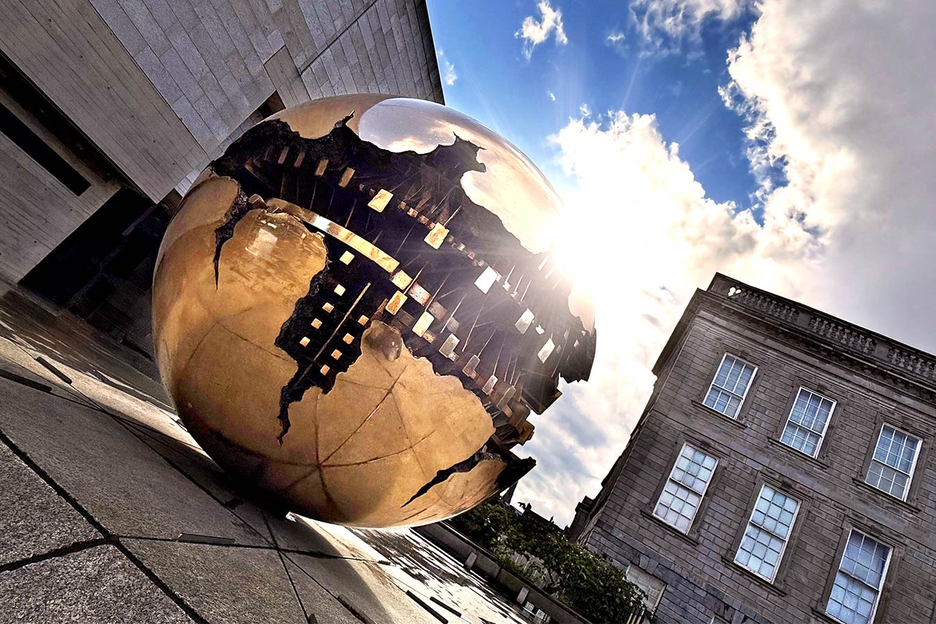 Photography - Sphere Within Sphere on the campus of Trinity College, Dublin